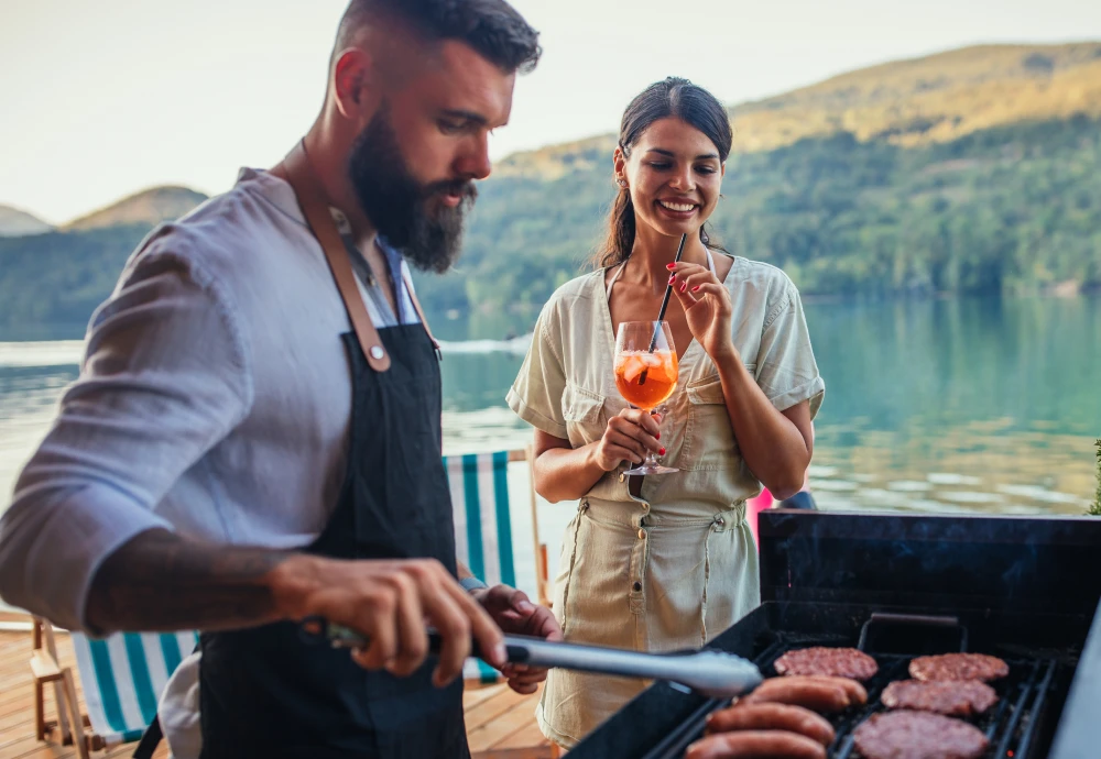 grilling burgers on a wood pellet grill